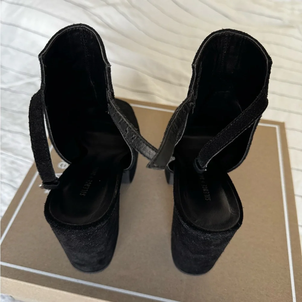 Silence + Noise Black Peep-Toe Heeled Boots - Picture 11 of 11